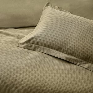 Yard Waffle Olive Textured Duvet Cover Set